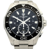 Tag Heuer Aquaracer Quartz Chronograph Black Dial Silver Steel Strap Watch for Men - CAY111A.BA0927