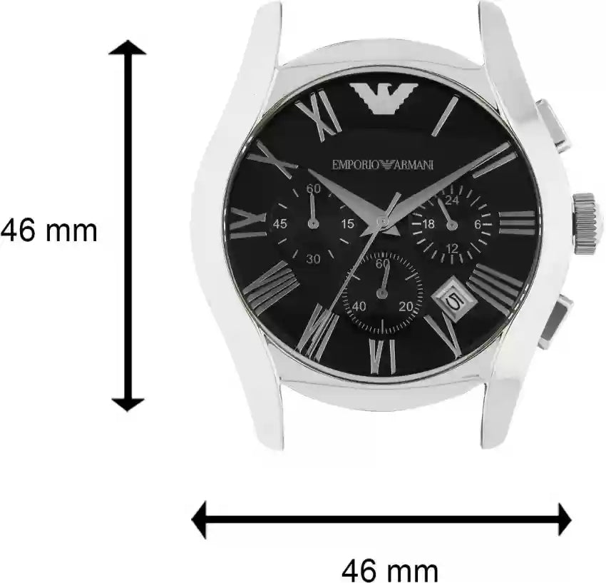 Emporio Armani Valente Chronograph Black Dial Black Leather Strap Watch For Men - AR1633