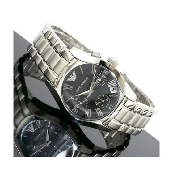 Emporio Armani Velente Chronograph Black Dial Silver Steel Strap Watch For Women - AR0674