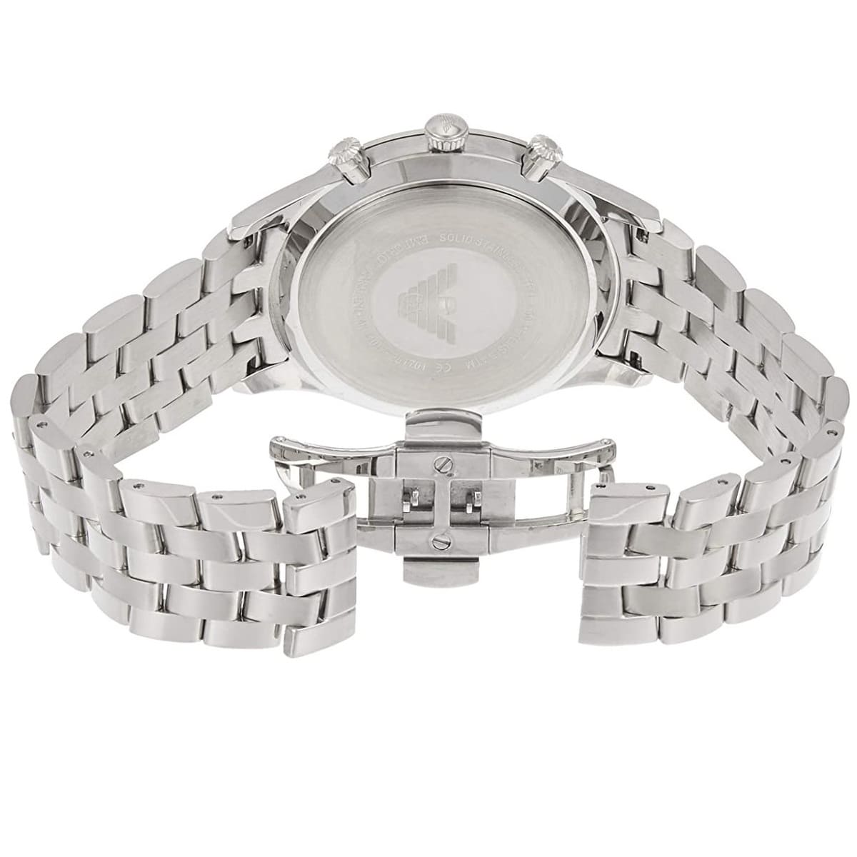 Emporio Armani Chronograph Black Dial Silver Steel Strap Watch For Men - AR11017