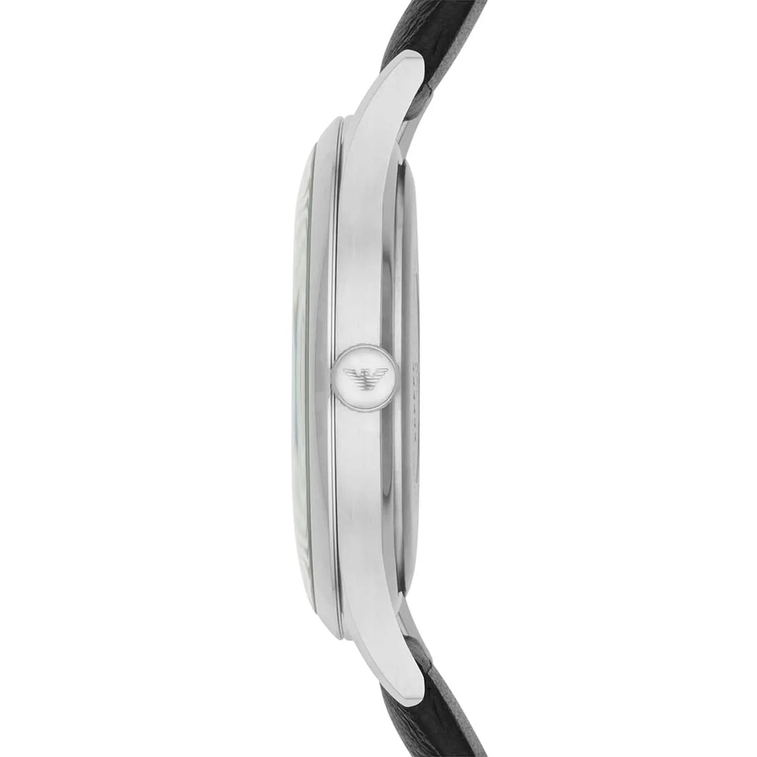 Emporio Armani Lambda Classic Quartz Black Dial Black Leather Strap Watch For Men - AR11020