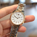 Emporio Armani Analog White Dial Two Tone Steel Strap Watch For Women - AR11029