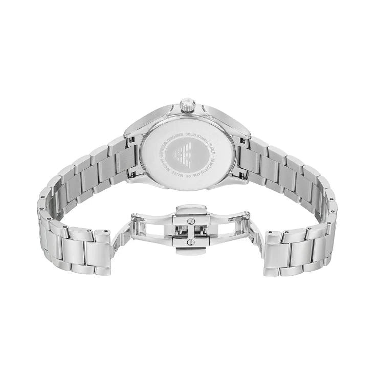 Emporio Armani Valeria Quartz Mother of Pearl Dial Silver Steel Strap Watch For Women - AR11030