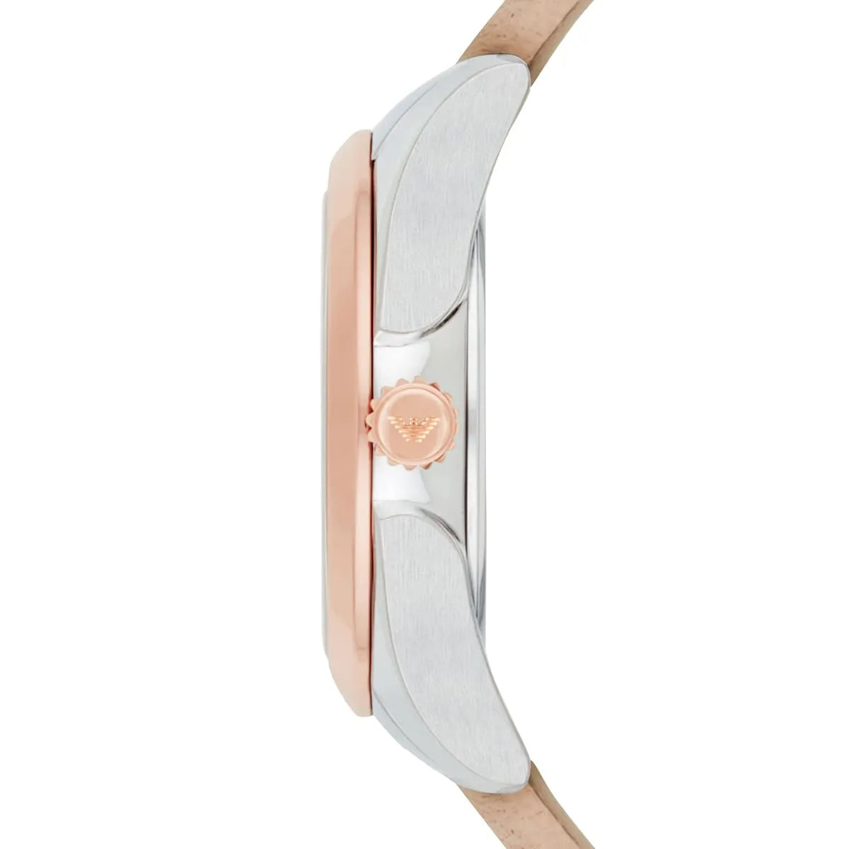 Emporio Armani Valeria Quartz White Dial Beige Leather Strap Watch For Women - AR11031