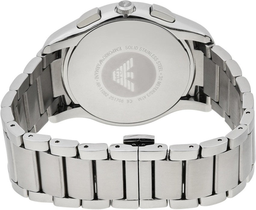 Emporio Armani Chronograph Quartz Blue Dial Silver Steel Strap Watch For Men - AR11082