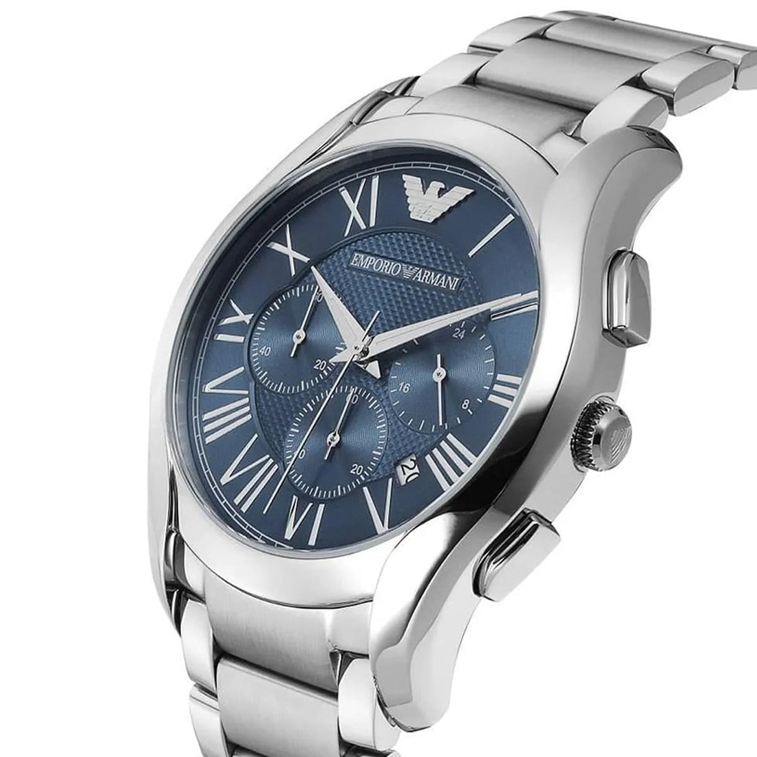 Emporio Armani Chronograph Quartz Blue Dial Silver Steel Strap Watch For Men - AR11082