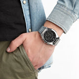 Emporio Armani Valente Chronograph Quartz Black Dial Silver Steel Strap Watch For Men - AR11083