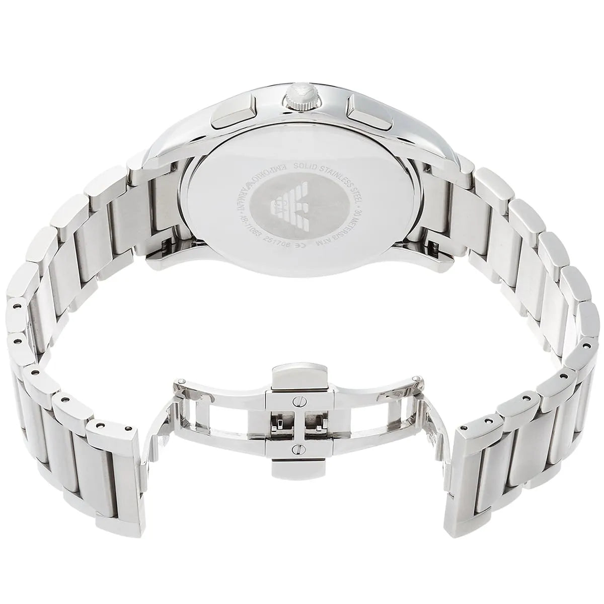 Emporio Armani Valente Chronograph Quartz Black Dial Silver Steel Strap Watch For Men - AR11083