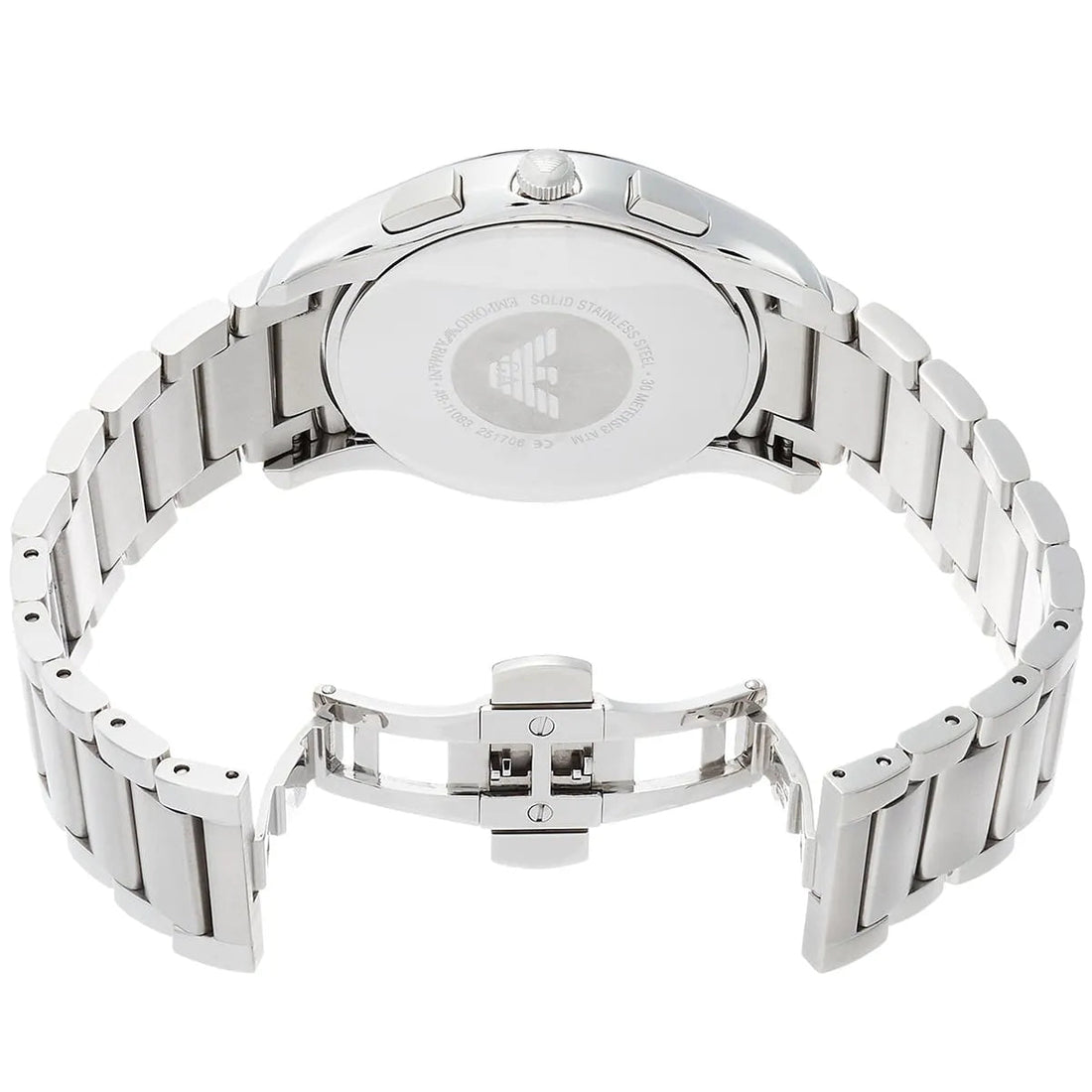 Emporio Armani Valente Chronograph Quartz Black Dial Silver Steel Strap Watch For Men - AR11083