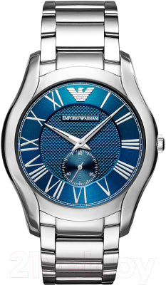 Emporio Armani Valente Quartz Blue Dial Silver Steel Strap Watch For Men - AR11085