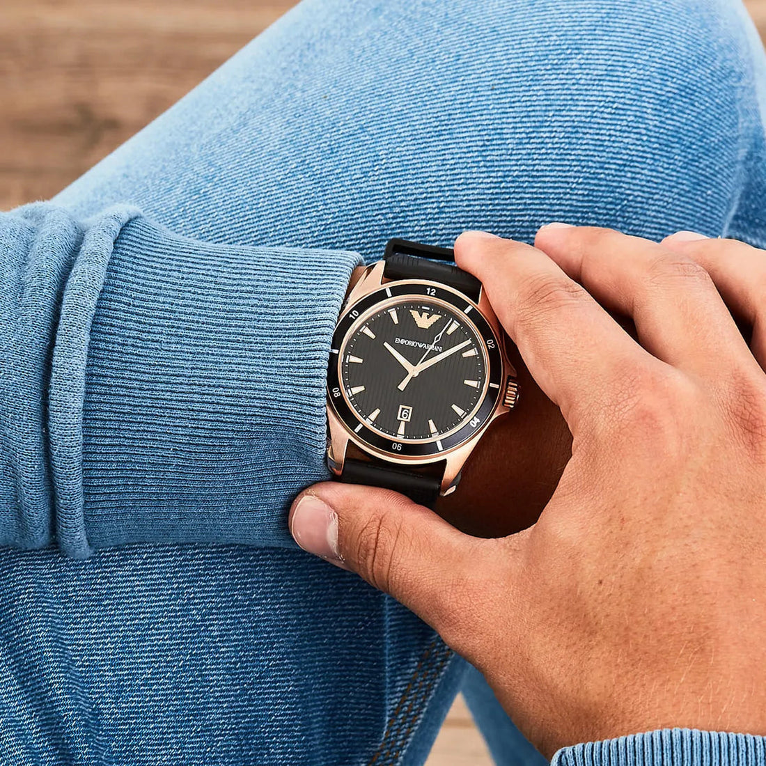 Emporio Armani Sport Quartz Black Dial Black Rubber Strap Watch For Men - AR11101