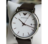 Emporio Armani Herren White Dial Brown Leather Strap Watch For Men - AR11103