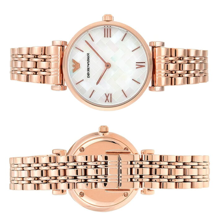 Emporio Armani Mother of Pearl Dial Rose Gold Steel Strap Watch For Women - AR11110