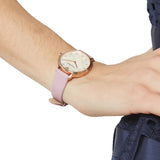 Emporio Armani Kappa Mother Of Pearl White Dial Pink Leather Strap Watch For Women - AR11130