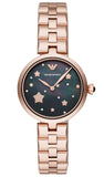 Emporio Armani Arianna Black Dial Rose Gold Stainless Steel Watch For Women - AR11197