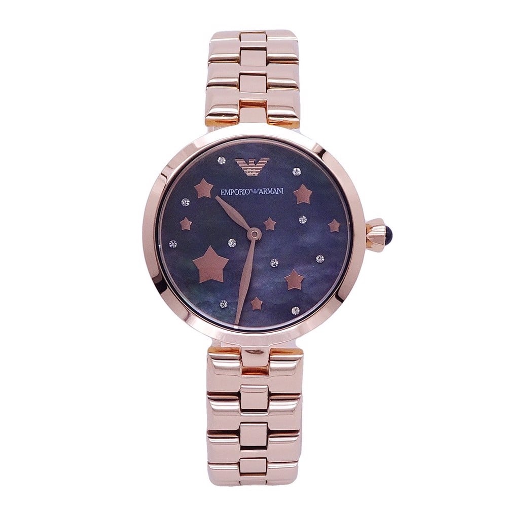 Emporio Armani Arianna Black Dial Rose Gold Stainless Steel Watch For Women - AR11197