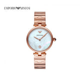 Emporio Armani Arianna White Mother of Pearl Dial Rose Gold Steel Strap Watch For Women - AR11236