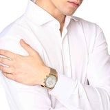 Emporio Armani Aviator Chronograph Quartz Beige Dial Gold Mesh Bracelet Watch For Men - AR11315