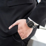 Emporio Armani Aviator Quartz Black Dial Black Leather Strap Watch For Men - AR11336