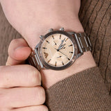 Emporio Armani Mario Chronograph Beige Dial Silver Steel Strap Watch For Men - AR11352