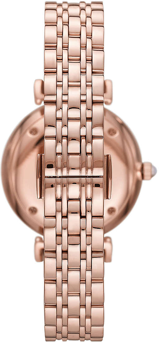 Emporio Armani Gianni T Bar Quartz Mother of Pearl Dial Rose Gold Steel Strap Watch For Women - AR11385