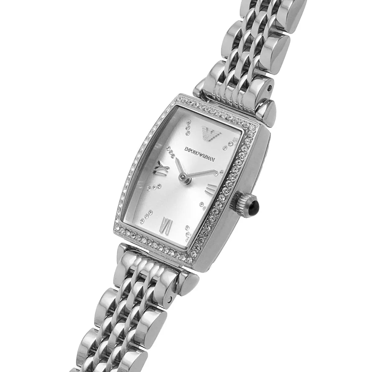 Emporio Armani Gianni T-Bar Quartz White Dial Silver Steel Strap Watch For Women - AR11405
