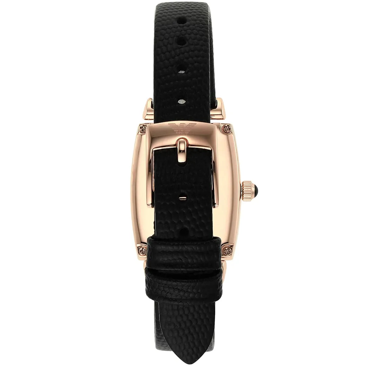 Emporio Armani Gianni T Bar Quartz White Dial Black Leather Strap Watch For Women - AR11408