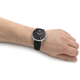 Emporio Armani Giovanni Chronograph Black Dial Black Leather Strap Watch For Men - AR11431