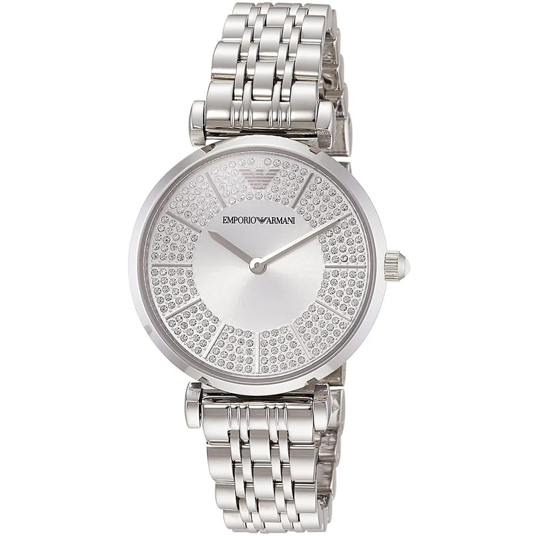 Emporio Armani Gianni T-Bar Quartz Silver Dial Silver Steel Strap Watch For Women - AR11445