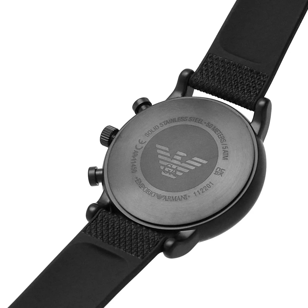 Emporio Armani Luigi Analog Black Dial Black Leather Strap Watch For Men - AR11450