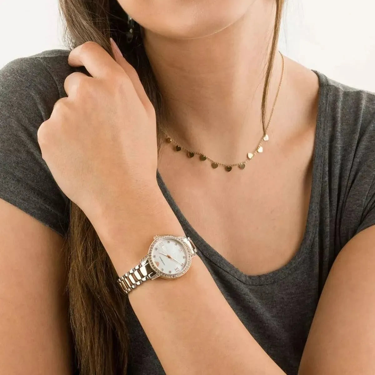 Emporio Armani Cleo Mother of Pearl Dial Two Tone Steel Strap Watch For Women - AR11499