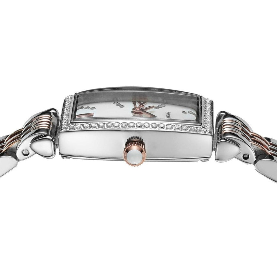 Emporio Armani Gianni T Bar White Mother Of Pearl Dial Two Tone Steel Strap Watch For Women - AR11519