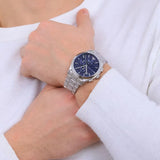 Emporio Armani Chronograph Blue Dial Silver Steel Strap Watch For Men - AR11528