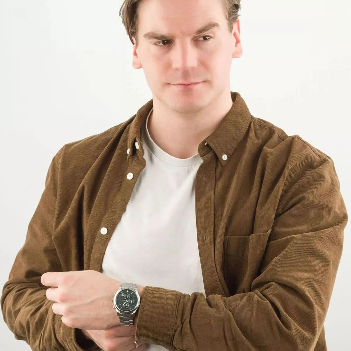 Emporio Armani Paolo Chronograph Green Dial Silver Steel Strap Watch For Men - AR11529