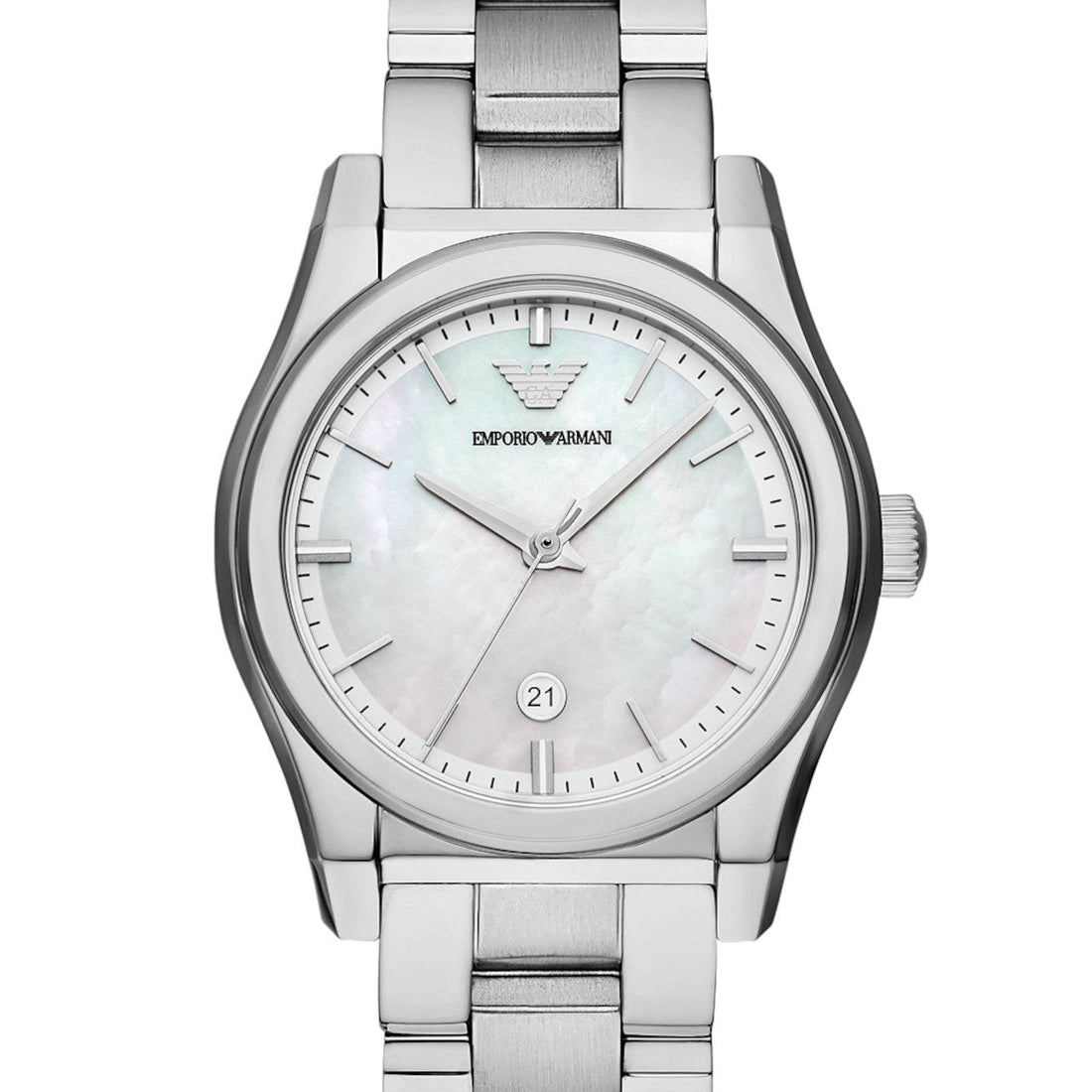 Emporio Armani Valeria Quartz Mother of Pearl Dial Silver Steel Strap Watch For Women - AR11030