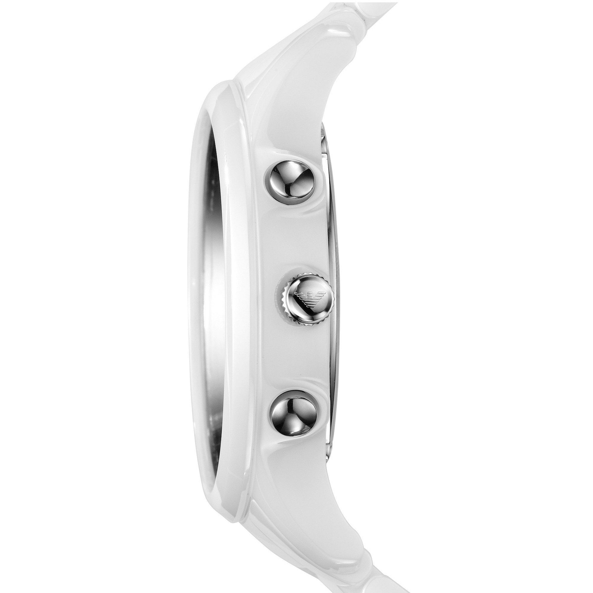 Emporio Armani Ceramica Chronograph White Dial White Strap Watch For Men - AR1453