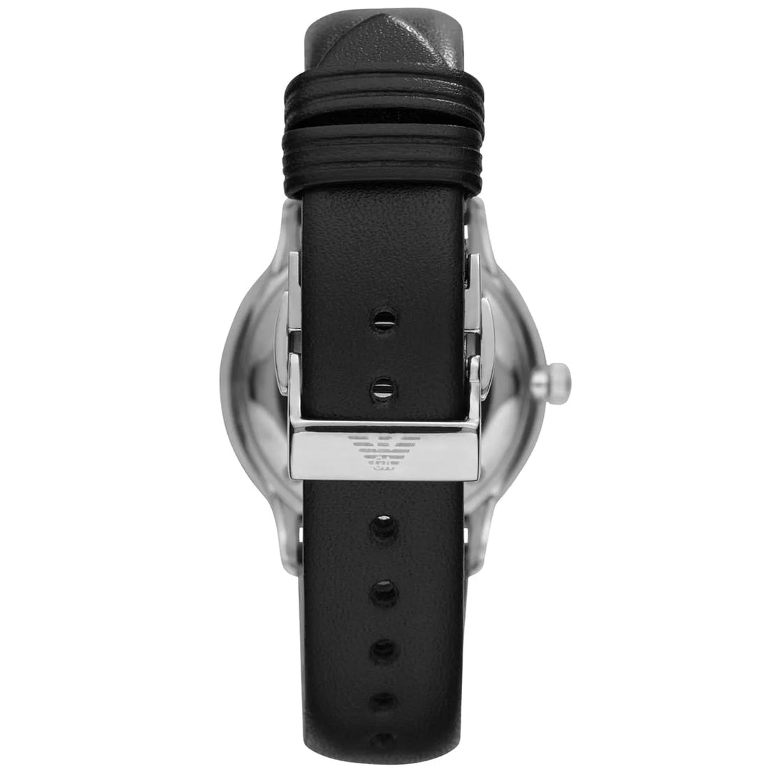 Emporio Armani Classic Quartz Black Dial Black Leather Strap Watch For Women - AR1600