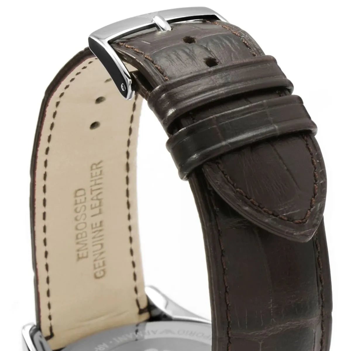 Emporio Armani Valente Chronograph Amber Dial Brown Leather Strap Watch For Men - AR1634