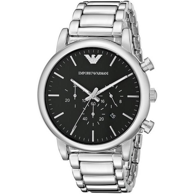 Emporio Armani Luigi Black Dial Silver Steel Strap Watch For Men - AR1894