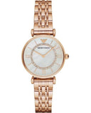 Emporio Armani Gianni T Bar Mother of Pearl Rose Gold Stainless Steel Strap Watch For Women - AR1909