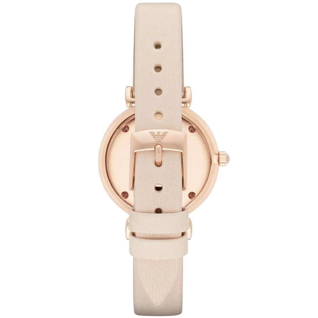 Emporio Armani Gianni T Bar Quartz White Dial Beige Leather Strap Watch For Women - AR1927