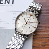 Emporio Armani Chonograph SIlver Dial Silver Steel Strap Watch For Men - AR1933