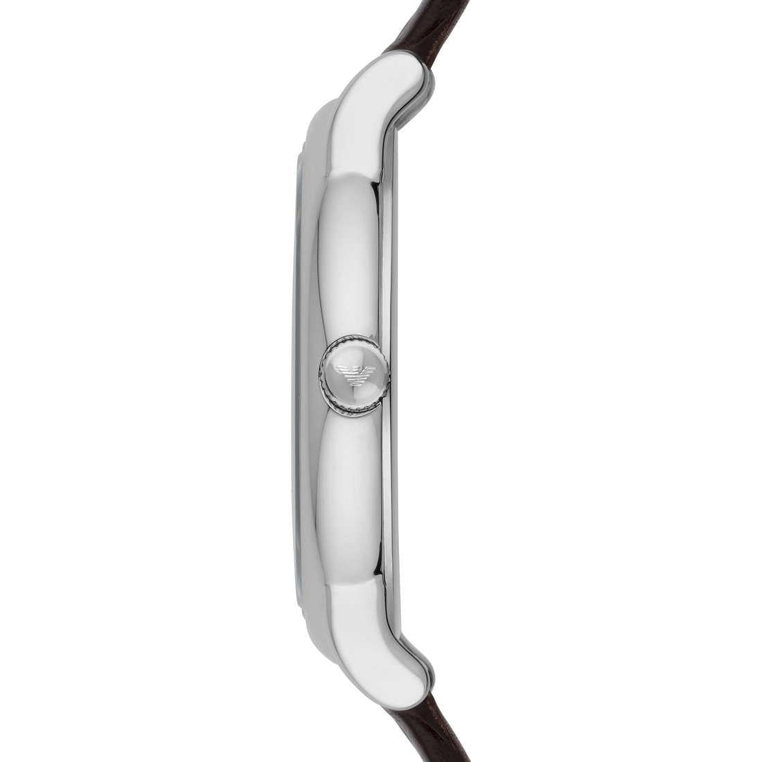 Emporio Armani Luigi Quartz Gray Dial Brown Leather Strap Watch For Men - AR1996