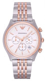 Emporio Armani Zeta Chronograph Quartz White Dial Two Tone Steel Strap Watch For Men - AR1998