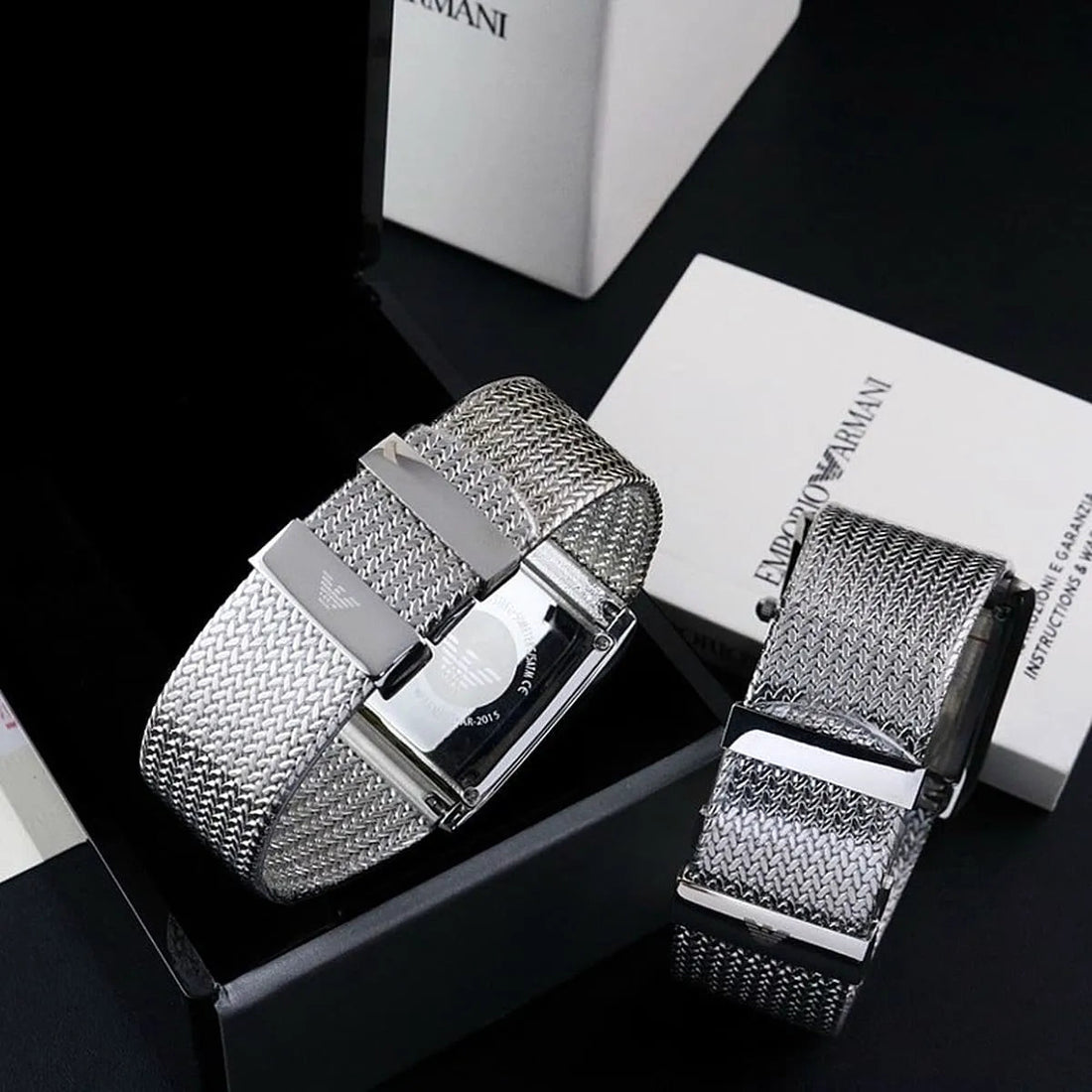 Emporio Armani Super Slim Quartz White Dial Silver Mesh Bracelet Watch For Women - AR2015