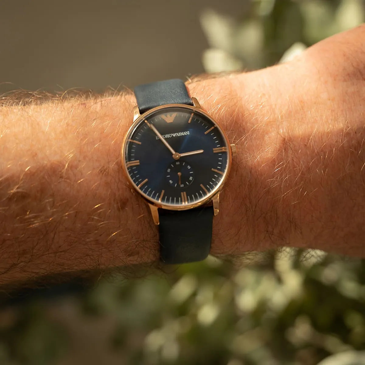 Emporio Armani Classic Quartz Blue Dial Blue Leather Strap Watch For Men  - AR2071