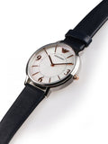 Emporio Armani Kappa White Mother of Pearl Dial Black Leather Strap Watch For Women - AR2509