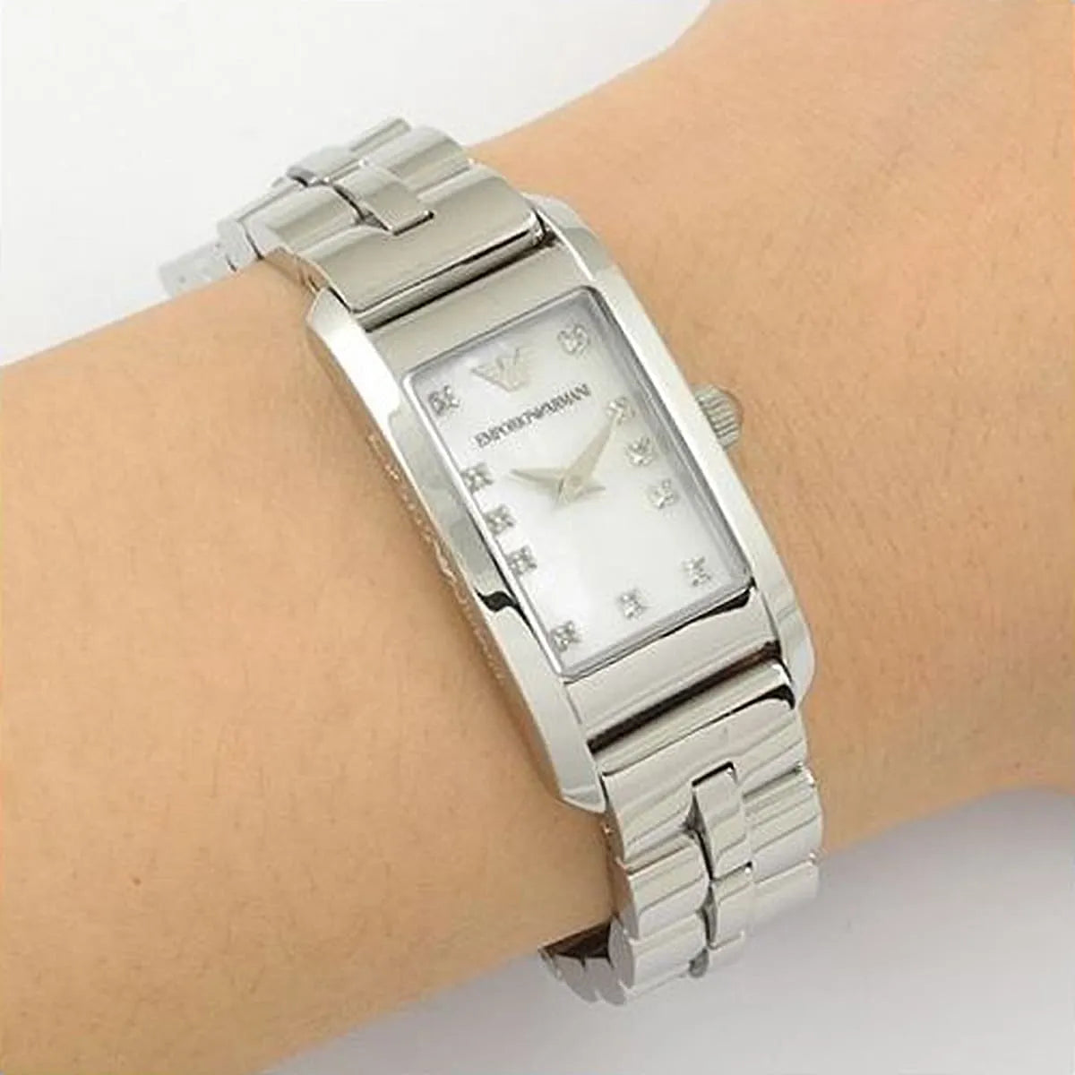Emporio Armani Donna Mother Of Pearl White Dial Silver Steel Strap Watch for Women - AR3167