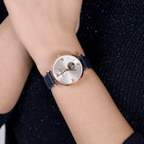 Emporio Armani Gianni T-Bar Analog Silver Dial Blue Leather Strap Watch For Women - AR60020