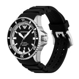 Emporio Armani Sea Explorer Automatic Black Dial Black Silicone Strap Watch For Men - AR60078